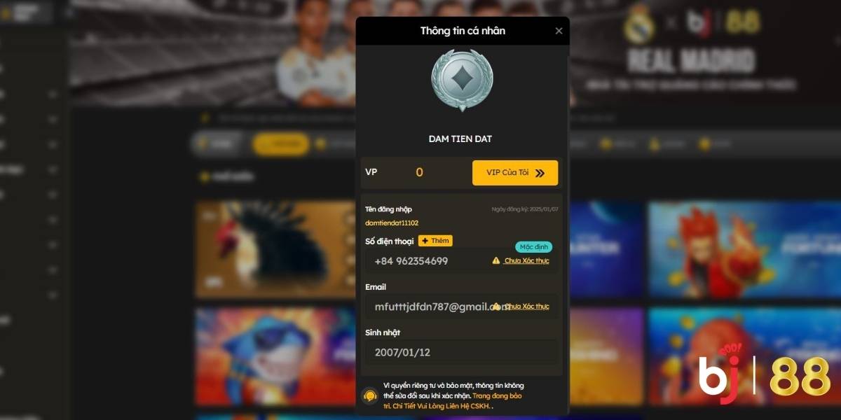 Hướng Dẫn Cách Thay đổi Email/Số điện Thoại BJ88 - slotorbit